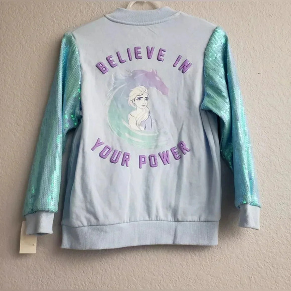 Girls DISNEY Frozen II Large (10-12) Elsa Sequin Sleeve Sweatshirt NWT - Picture 2 of 4